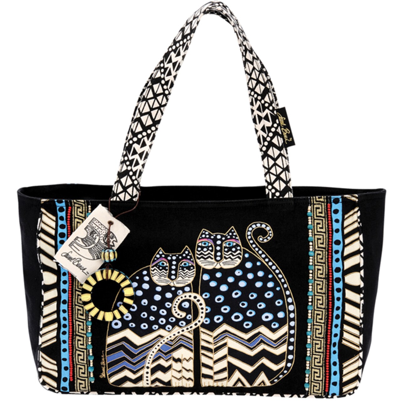 Laurel Burch Medium Tote Zipper Top 15.5"X4.5"X10"-Spotted Cats